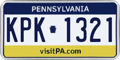 PA license plate KPK1321