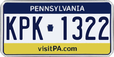 PA license plate KPK1322