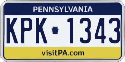 PA license plate KPK1343