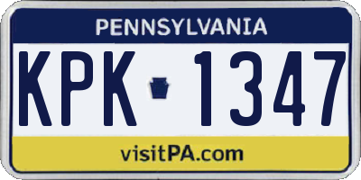PA license plate KPK1347