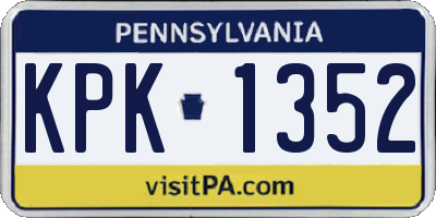 PA license plate KPK1352