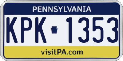 PA license plate KPK1353