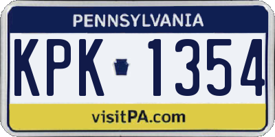 PA license plate KPK1354
