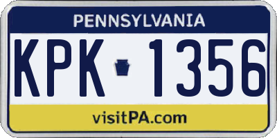 PA license plate KPK1356