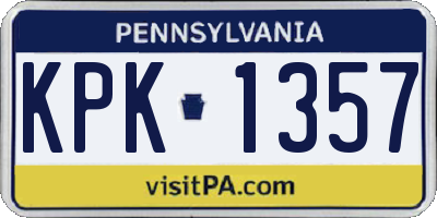 PA license plate KPK1357
