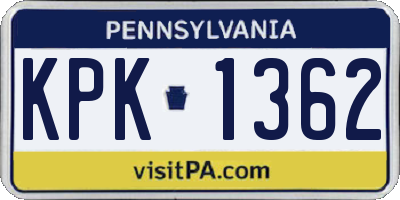 PA license plate KPK1362