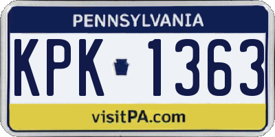 PA license plate KPK1363