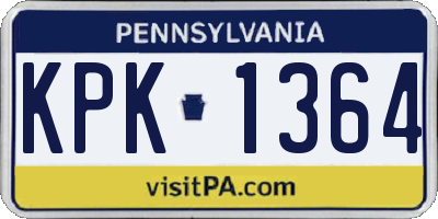 PA license plate KPK1364