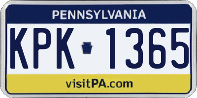 PA license plate KPK1365