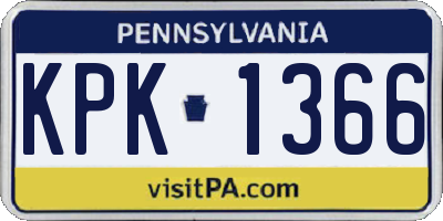 PA license plate KPK1366