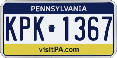 PA license plate KPK1367