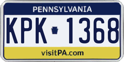 PA license plate KPK1368
