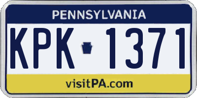 PA license plate KPK1371