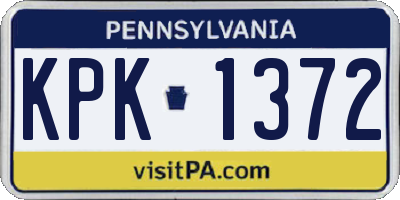 PA license plate KPK1372