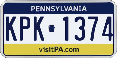 PA license plate KPK1374