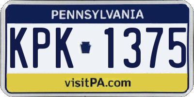 PA license plate KPK1375