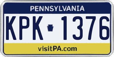 PA license plate KPK1376