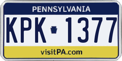 PA license plate KPK1377