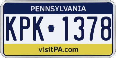 PA license plate KPK1378