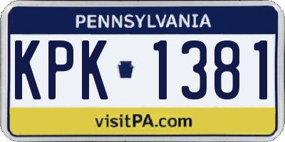 PA license plate KPK1381