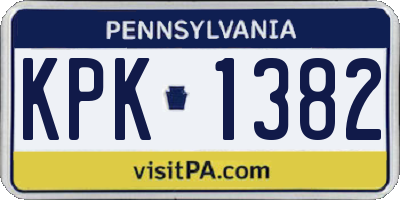 PA license plate KPK1382