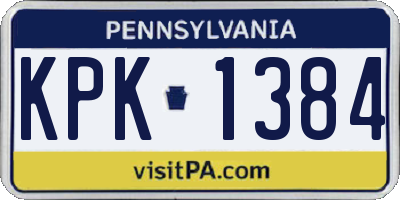 PA license plate KPK1384