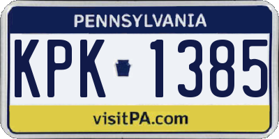 PA license plate KPK1385