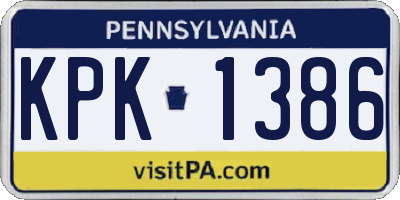 PA license plate KPK1386