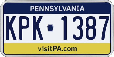 PA license plate KPK1387