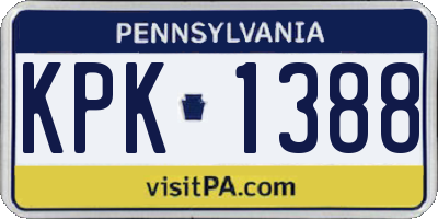 PA license plate KPK1388
