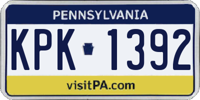 PA license plate KPK1392
