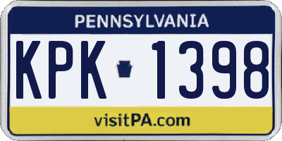PA license plate KPK1398