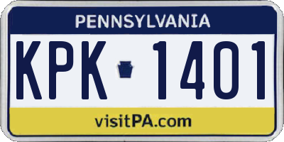 PA license plate KPK1401