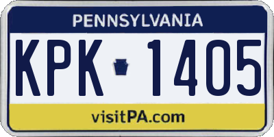 PA license plate KPK1405
