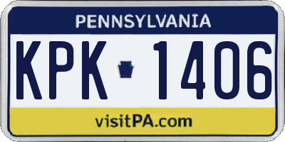 PA license plate KPK1406