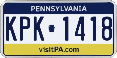 PA license plate KPK1418