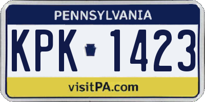 PA license plate KPK1423