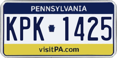 PA license plate KPK1425