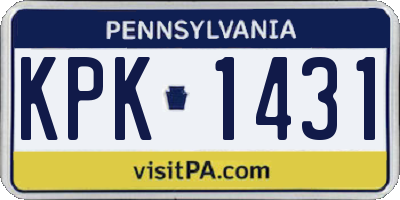PA license plate KPK1431