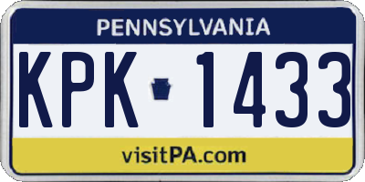 PA license plate KPK1433