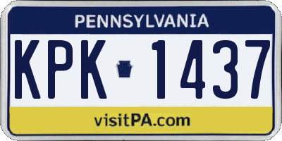 PA license plate KPK1437