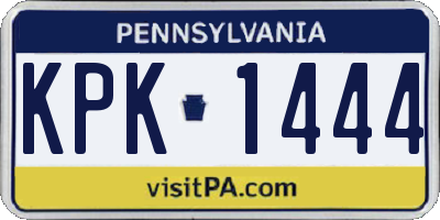 PA license plate KPK1444