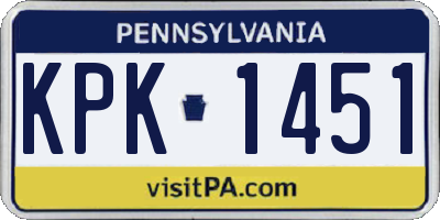 PA license plate KPK1451