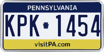 PA license plate KPK1454