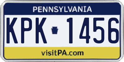 PA license plate KPK1456