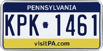 PA license plate KPK1461