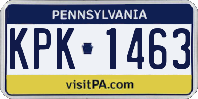 PA license plate KPK1463