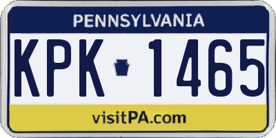 PA license plate KPK1465