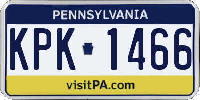 PA license plate KPK1466