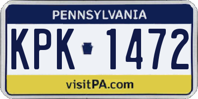 PA license plate KPK1472